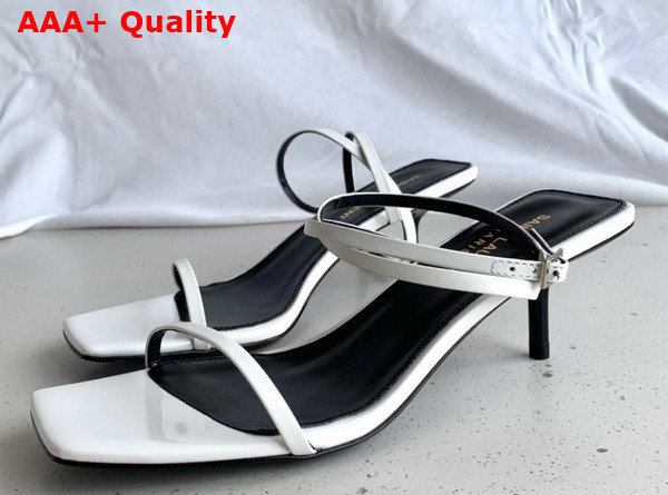 Saint Laurent Low Heel Sandal in White Patent Leather Replica