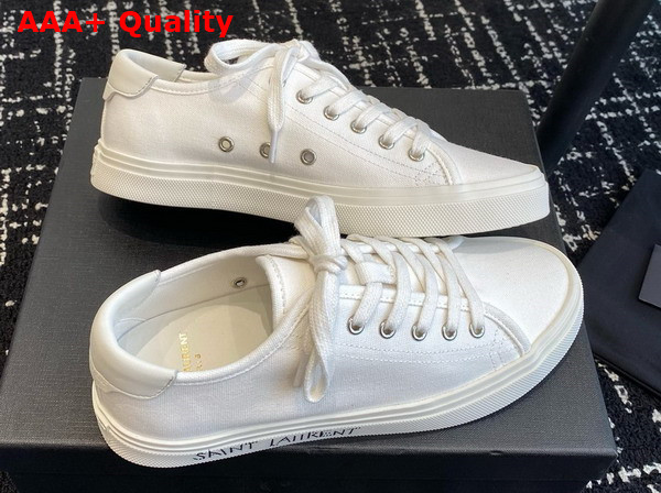 Saint Laurent Malibu Sneakers in Optic White Canvas and Leather Replica