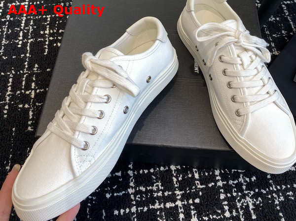 Saint Laurent Malibu Sneakers in Optic White Canvas and Leather Replica