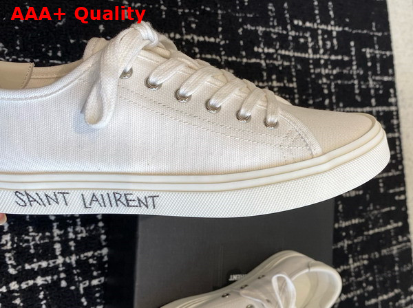 Saint Laurent Malibu Sneakers in Optic White Canvas and Leather Replica