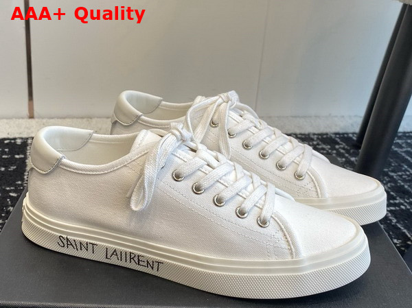 Saint Laurent Malibu Sneakers in Optic White Canvas and Leather Replica