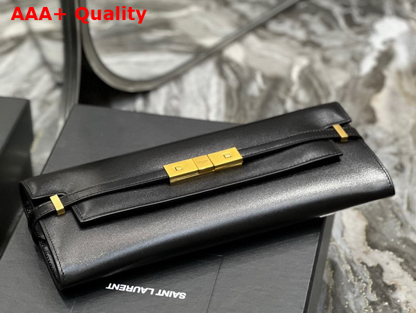 Saint Laurent Manhattan Clutch in Black Box Saint Laurent Leather Replica