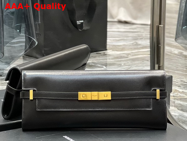 Saint Laurent Manhattan Clutch in Black Box Saint Laurent Leather Replica