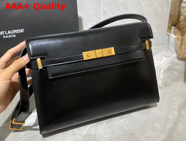 Saint Laurent Manhattan Shoulder Bag in Black Box Saint Laurent Leather Replica