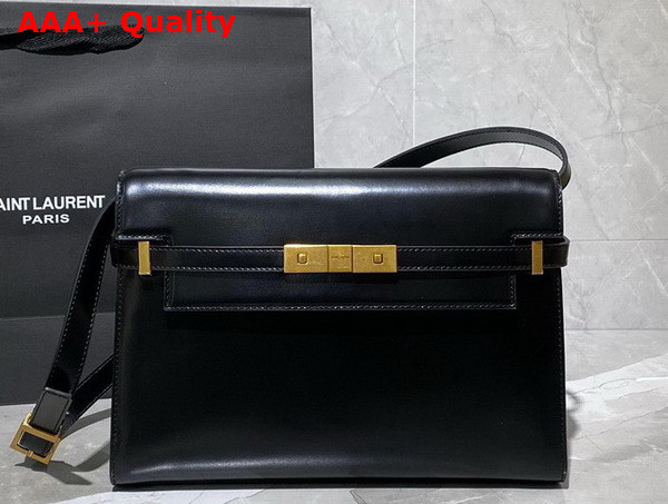 Saint Laurent Manhattan Shoulder Bag in Black Box Saint Laurent Leather Replica