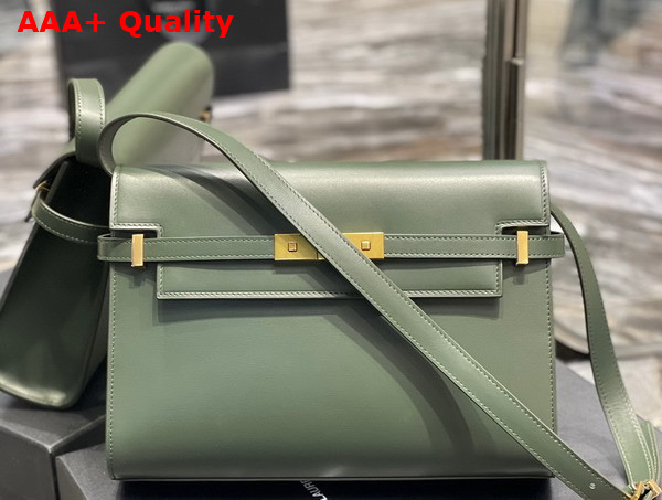 Saint Laurent Manhattan Shoulder Bag in Dark Green Saint Laurent Leather Replica