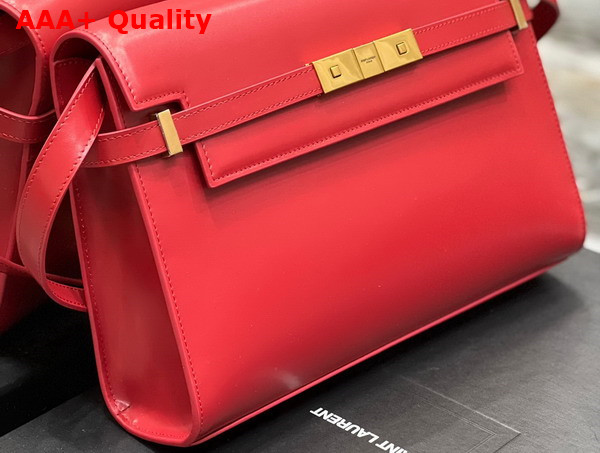 Saint Laurent Manhattan Shoulder Bag in Rouge Eros Box Saint Laurent Leather Replica