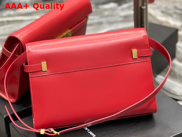 Saint Laurent Manhattan Shoulder Bag in Rouge Eros Box Saint Laurent Leather Replica