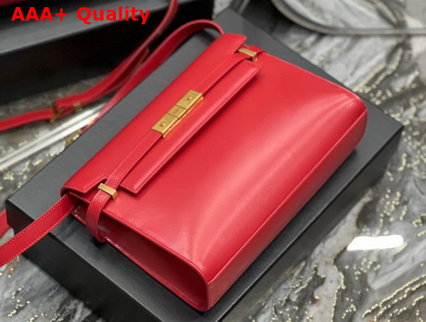 Saint Laurent Manhattan Shoulder Bag in Rouge Eros Box Saint Laurent Leather Replica