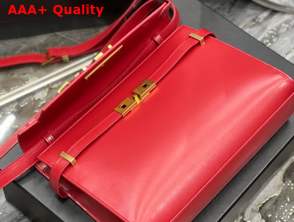 Saint Laurent Manhattan Shoulder Bag in Rouge Eros Box Saint Laurent Leather Replica