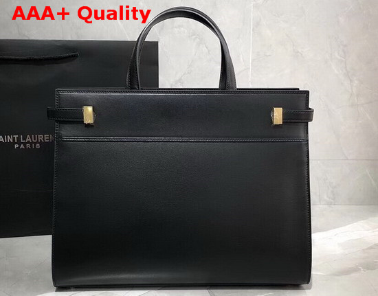 Saint Laurent Manhattan Small Shopping Bag in Black Smooth Leather Replica