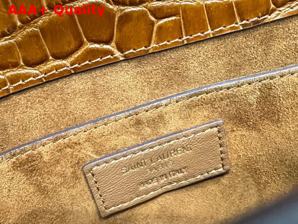 Saint Laurent Manhattan Small Shoulder Bag in Dark Caramel Crocodile Embossed Leather Replica