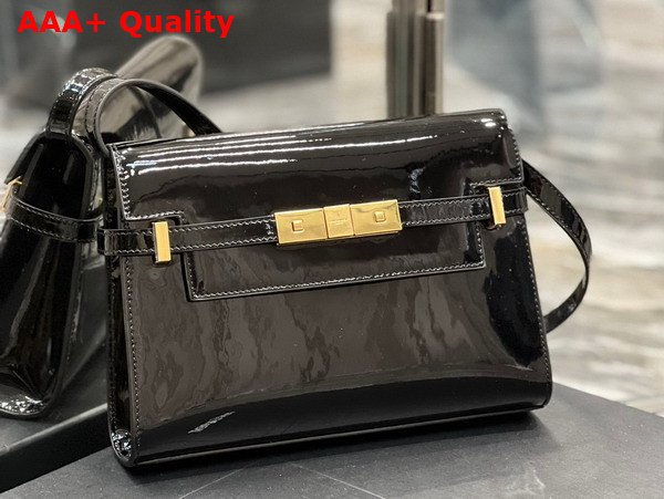 Saint Laurent Manhattan Small Shoulder Bag in Patent Leather Black Replica