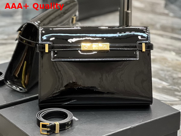 Saint Laurent Manhattan Small Shoulder Bag in Patent Leather Black Replica