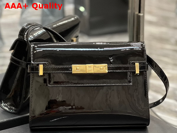 Saint Laurent Manhattan Small Shoulder Bag in Patent Leather Black Replica