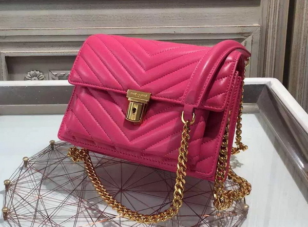 Saint Laurent Medium Chevron High School Bag in Fuchsia Lambskin for Sale