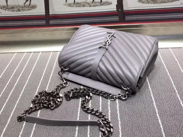 Saint Laurent Medium College Bag in Light Grey Metalasse Leather for Sale