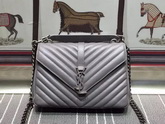 Saint Laurent Medium College Bag in Light Grey Metalasse Leather for Sale