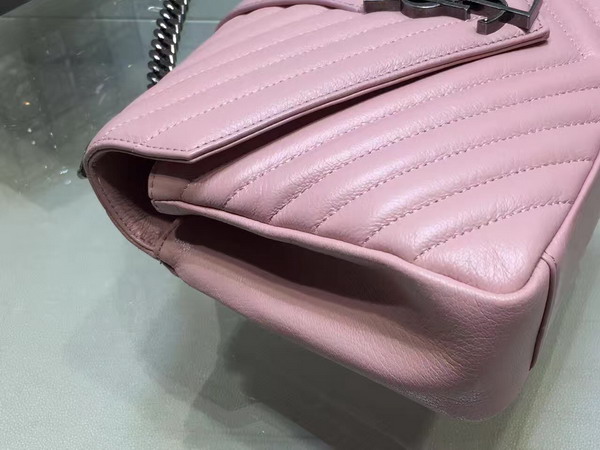 Saint Laurent Medium College Bag in Pink Metalasse Leather For Sale