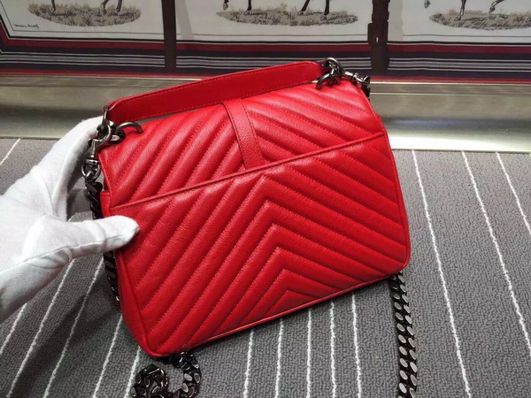 Saint Laurent Medium College Bag in Red Metalasse Leather for Sale