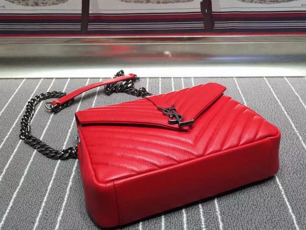 Saint Laurent Medium College Bag in Red Metalasse Leather for Sale