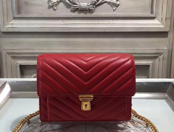 Saint Laurent Medium High School Bag in Red Lambskin Chevron Details for Sale