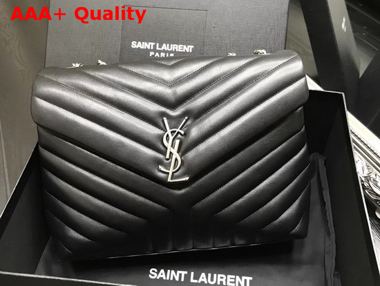 Saint Laurent Medium Loulou Chain Bag in Black Y Matelasse Leather Replica