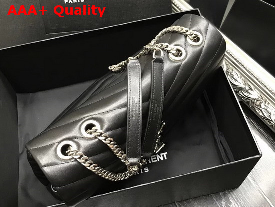 Saint Laurent Medium Loulou Chain Bag in Black Y Matelasse Leather Replica