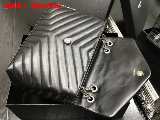 Saint Laurent Medium Loulou Chain Bag in Black Y Matelasse Leather Replica