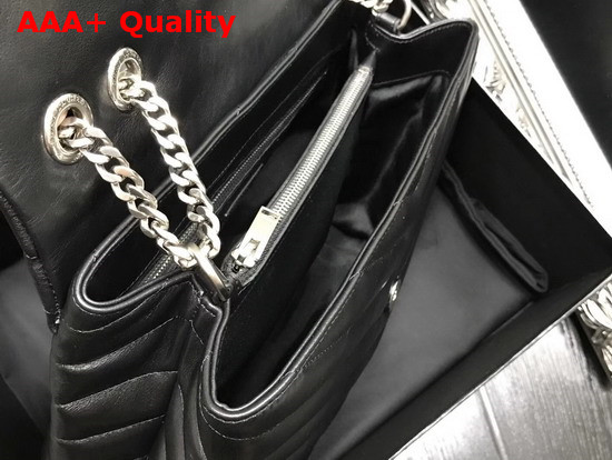 Saint Laurent Medium Loulou Chain Bag in Black Y Matelasse Leather Replica