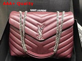 Saint Laurent Medium Loulou Chain Bag in Dark Red Y Matelasse Leather Replica