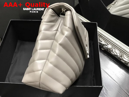 Saint Laurent Medium Loulou Chain Bag in Light Grey Y Matelasse Leather Replica