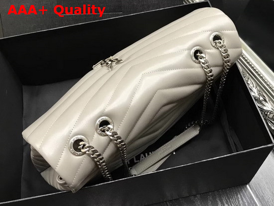 Saint Laurent Medium Loulou Chain Bag in Light Grey Y Matelasse Leather Replica