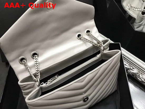 Saint Laurent Medium Loulou Chain Bag in Light Grey Y Matelasse Leather Replica