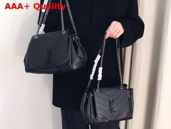 Saint Laurent Medium Nolita Bag in Black Vintage Leather Replica