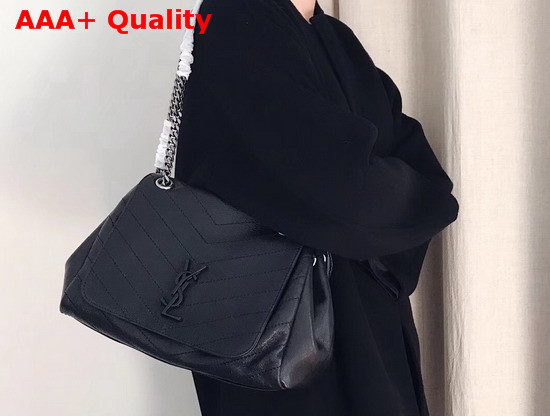 Saint Laurent Medium Nolita Bag in Black Vintage Leather Replica