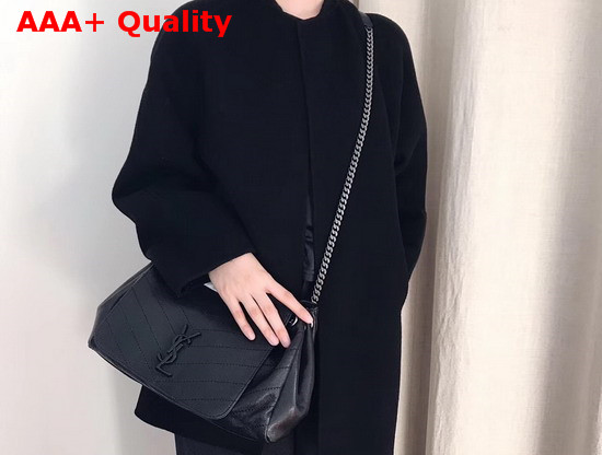 Saint Laurent Medium Nolita Bag in Black Vintage Leather Replica