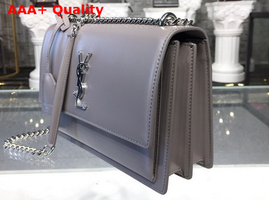 Saint Laurent Medium Sunset Bag Fog Smooth Leather Silver Toned Metal Hardware Replica