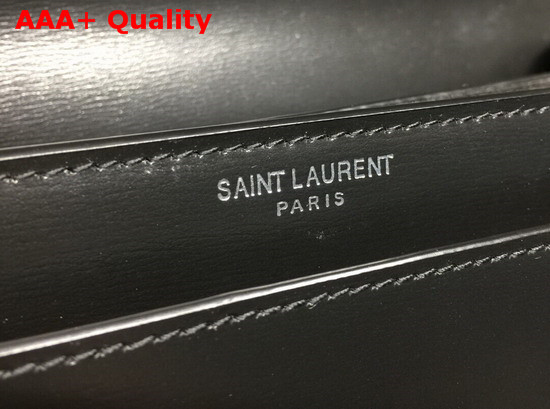 Saint Laurent Medium Sunset Bag in Black Smooth Leather Silver Toned Metal Hardware Replica