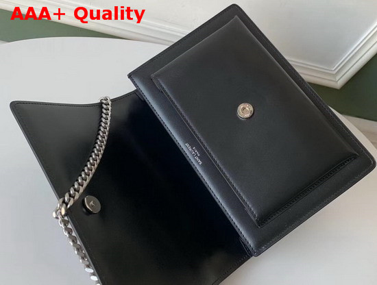 Saint Laurent Medium Sunset Bag in Black Smooth Leather and Eyelets Replica