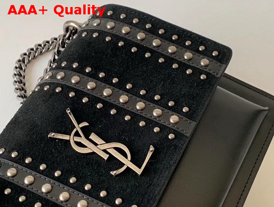 Saint Laurent Medium Sunset Bag in Black Suede and Smooth Leather and Studs Replica