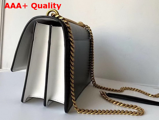 Saint Laurent Medium Sunset Bag in Black and White Smooth Leather Replica