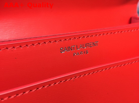 Saint Laurent Medium Sunset Bag in Red Smooth Leather Silver Tone Metal Hardware Replica