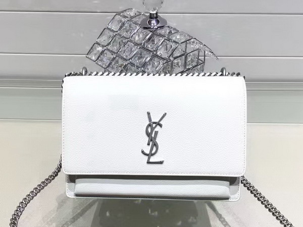 Saint Laurent Medium Sunset Monogram Saint Laurent Bag in White Grain Leather For Sale