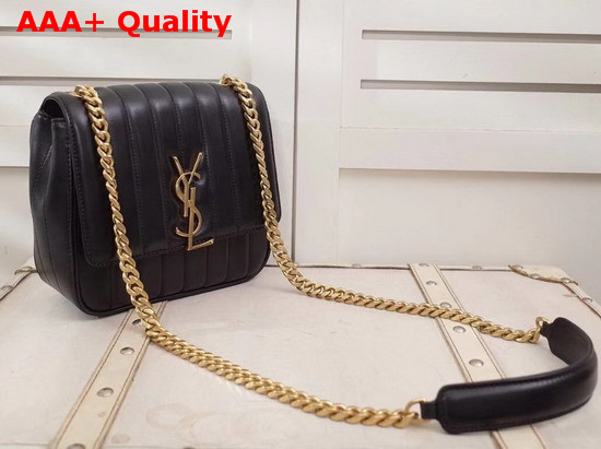 Saint Laurent Medium Vicky Chain Bag in Black Leather Replica