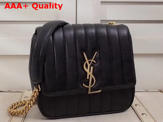 Saint Laurent Medium Vicky Chain Bag in Black Leather Replica