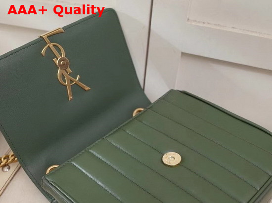 Saint Laurent Medium Vicky Chain Bag in Dark Green Leather Replica