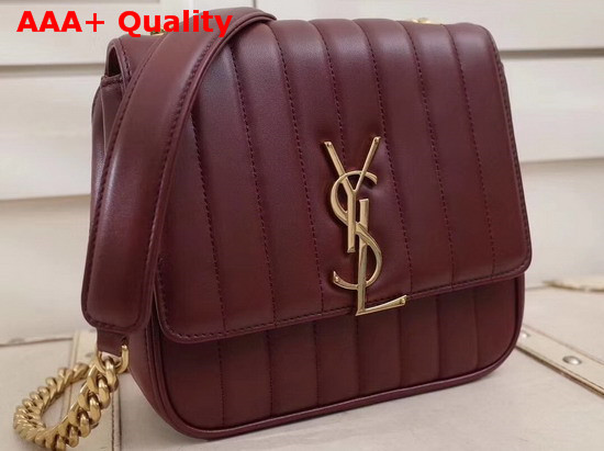 Saint Laurent Medium Vicky Chain Bag in Dark Red Leather Replica