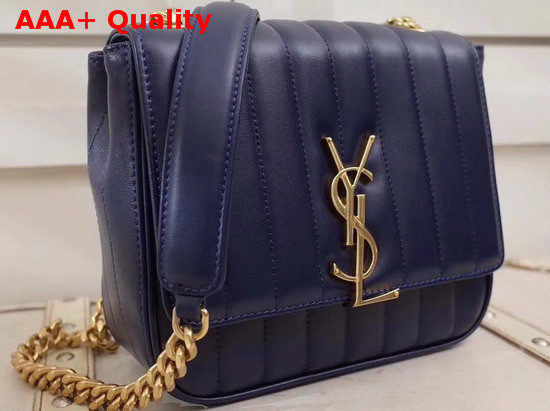 Saint Laurent Medium Vicky Chain Bag in Navy Blue Leather Replica