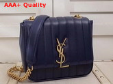 Saint Laurent Medium Vicky Chain Bag in Navy Blue Leather Replica